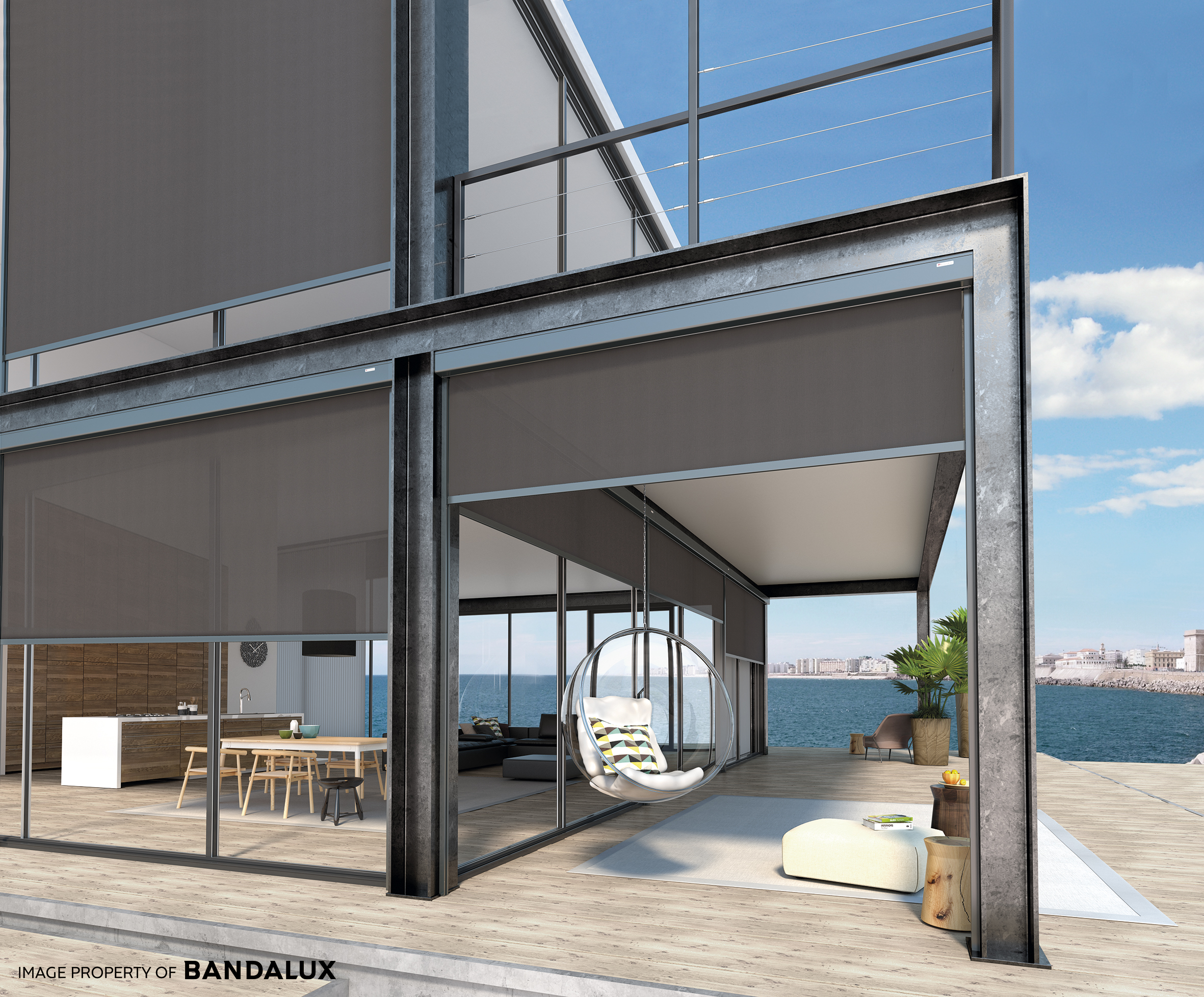 Cortina enrollable con cajón